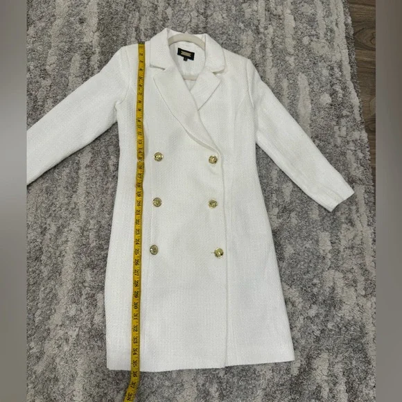 TRENDY LONG SLEEVE DOUBLE
BREASTED BLAZER MINI
DRESS - WHITE - Picture 16 of 17